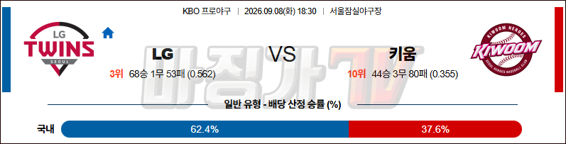 2026-09-08 KBO LG 키움 KBO/NPB분석 무료중계 스포츠분석 관련 이미지